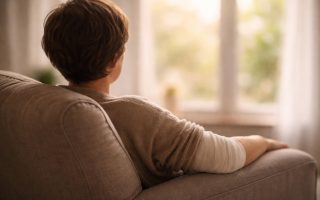personne-fauteuil-bandage-lumiere-matinale
