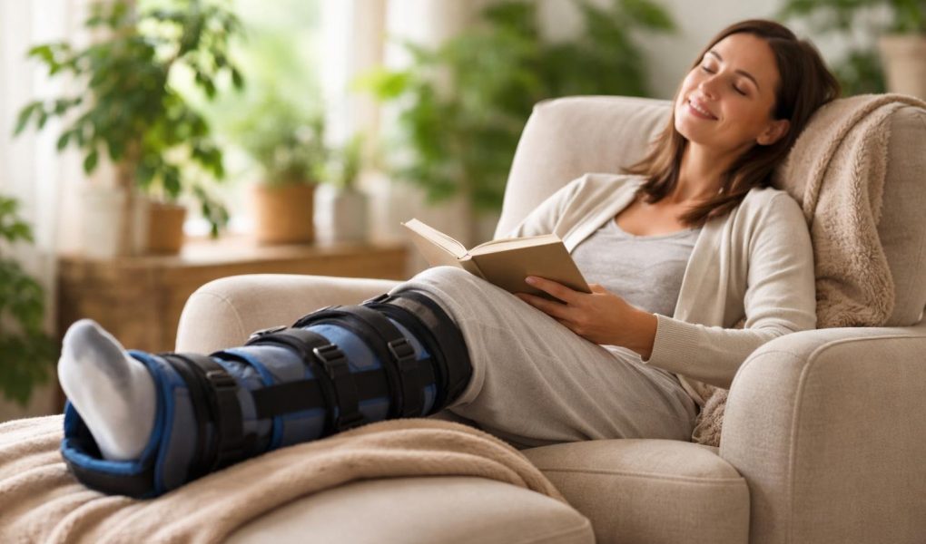 personne-fauteuil-jambe-attelle-salon-lumineux
