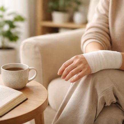 personne-bandage-poignet-livre-the