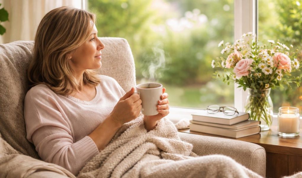 personne-fauteuil-tasse-the-fleurs