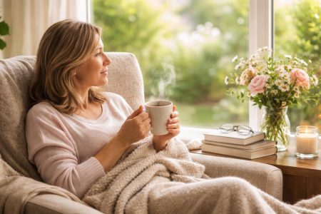 personne-fauteuil-tasse-the-fleurs