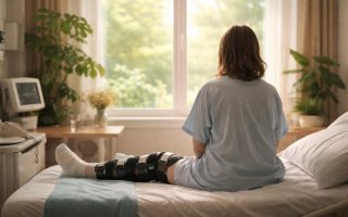 personne-lit-hopital-attelle-plantes